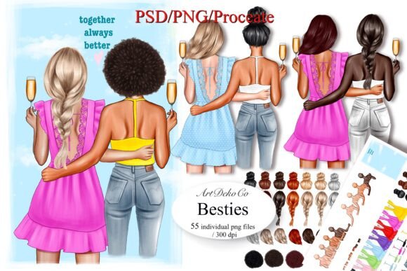 Best Friend Clipart: Best Friends Portrait Art