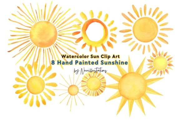 Bringing Warmth to Your Designs: The Power of Hand-Painted Sun Watercolor Clip Art