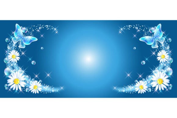Daisy Flowers Magical Butterflies in Sky