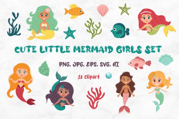 Dive Into Creativity with the Cute Little Mermaid Girls Set