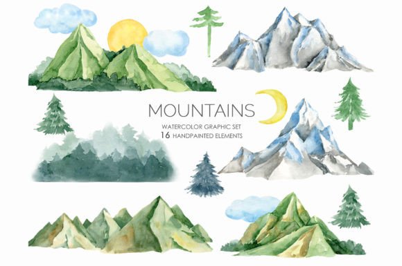 Evaluating Watercolor Forest Mountains Clipart for Creative Projects