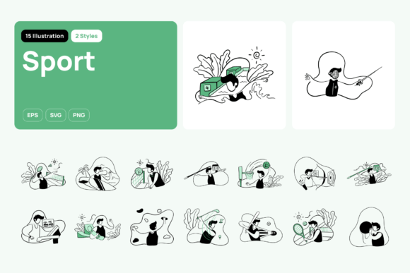 Greeny Sport Illustration: Versatile Design Assets