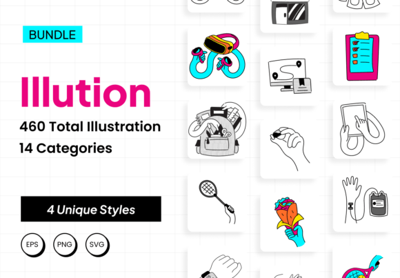 Illution Bundle Illustration: 460 Assets for Design
