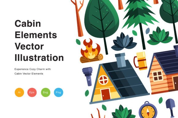 Infusing Rustic Charm into Modern Design with Cabin Elements Vector Illustration