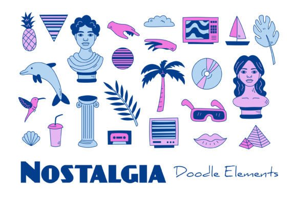 Nostalgia Doodle Elements: Retro Design Assets