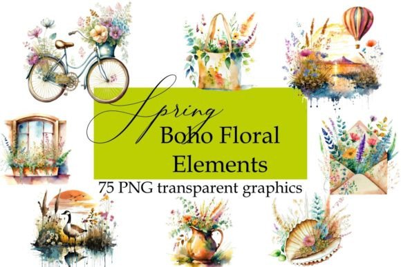 Spring Boho Floral Clipart Elements: Elevate Your Creative Projects