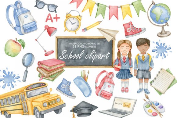 Strategic Application of Watercolor School Clipart in Professional Design