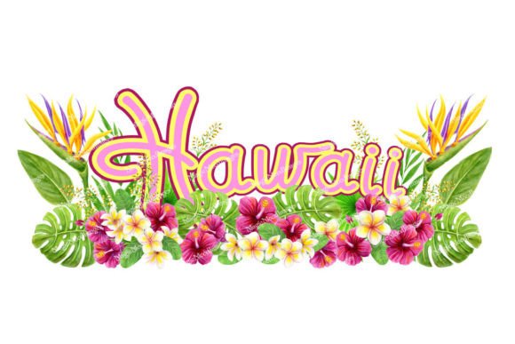 Tropical Flowers Hawaii Greeting PNG JPG: A Modern Design Essential