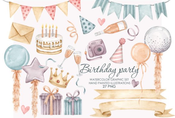 Watercolor Birthday Party Clipart Guide