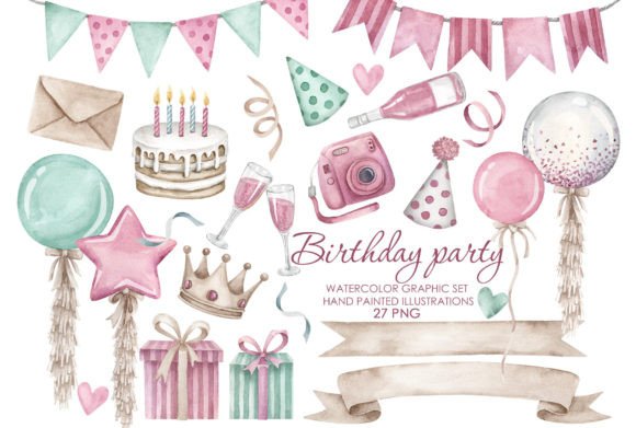 Watercolor Pink Birthday Party Clipart: A Practical Asset Review